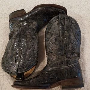 Corral Black/Grey Leather & Python Cowboy Boots